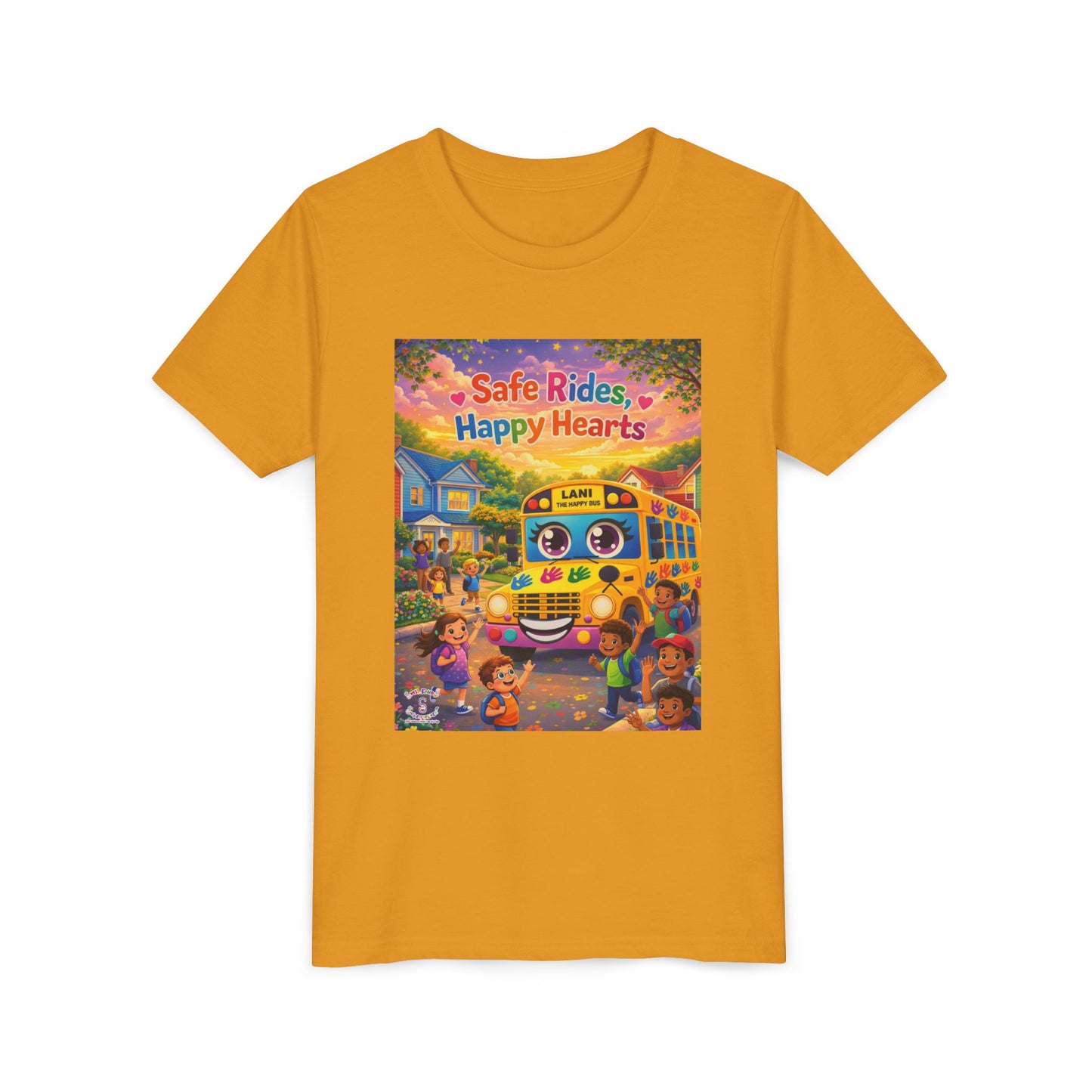 Lani™ Youth Short Sleeve Tee – "Safe Rides, Happy Hearts" Graphic
