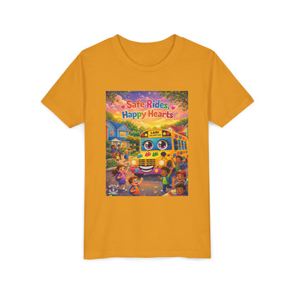 Lani™ Youth Short Sleeve Tee – "Safe Rides, Happy Hearts" Graphic