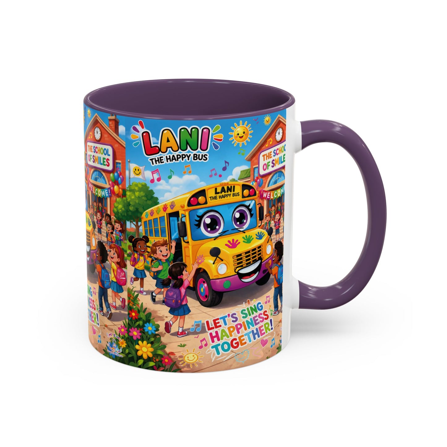Lani™ Accent Coffee Mug (11oz & 15oz) – "Let's Sing Happiness Together!" Graphic