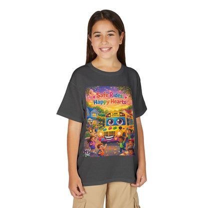Lani™ Youth DryBlend® T-Shirt – "Safe Rides, Happy Hearts" Graphic