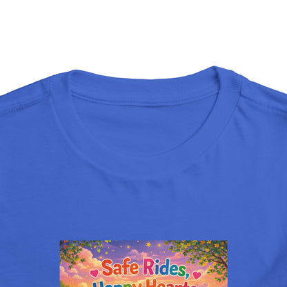 Lani™ Toddler Short Sleeve Tee – "Safe Rides, Happy Hearts" Graphic