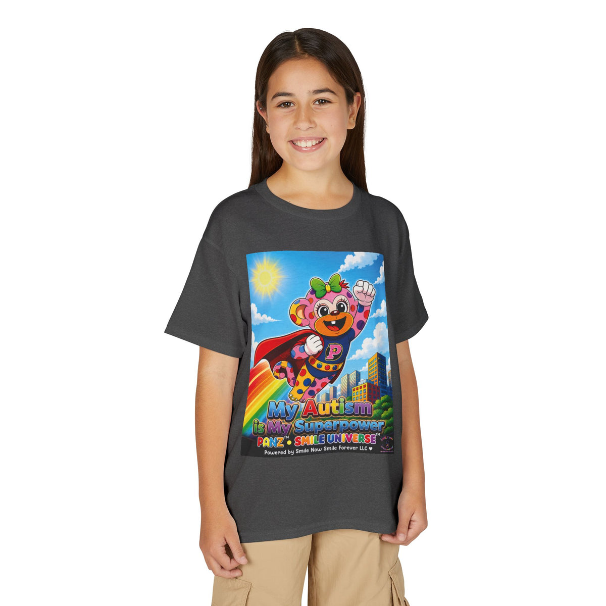 Panz™ Youth DryBlend® T-Shirt – "My Autism is My Superpower" Graphic | Smile Universe Collection