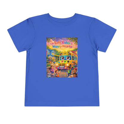 Lani™ Toddler Short Sleeve Tee – "Safe Rides, Happy Hearts" Graphic