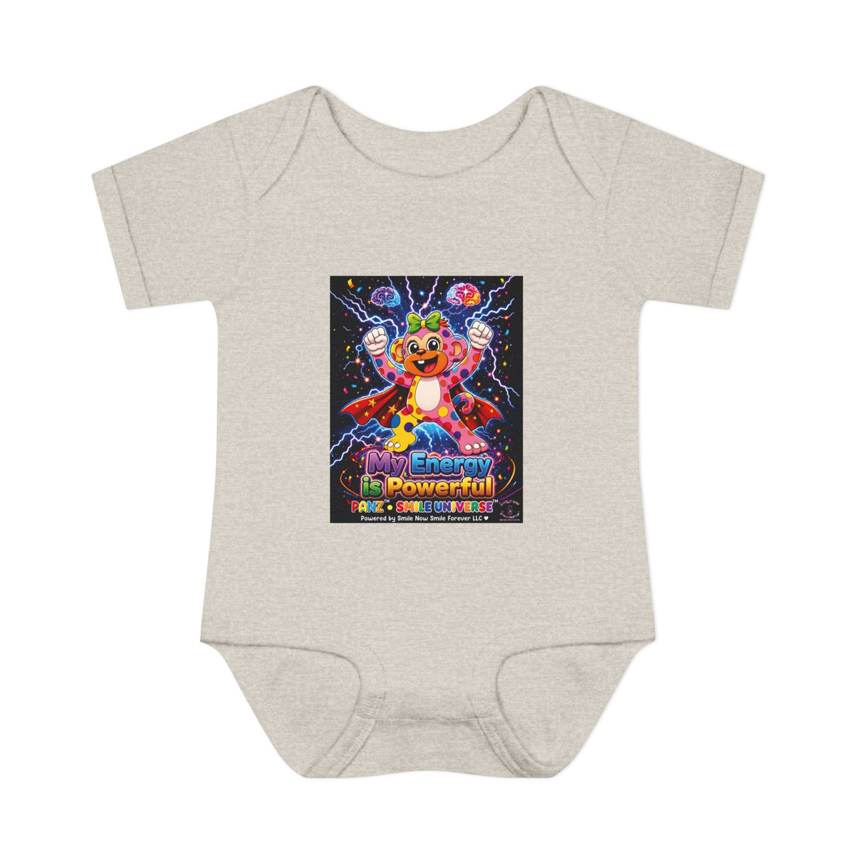 Panz™ Infant Baby Rib Bodysuit – "My Energy is Powerful" Graphic Onesie | Smile Universe Collection