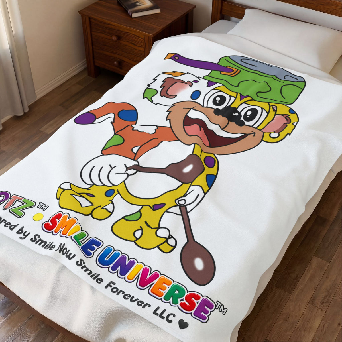 Potz™ Velveteen Plush Blanket – Playful Graphic Throw | Smile Universe Collection