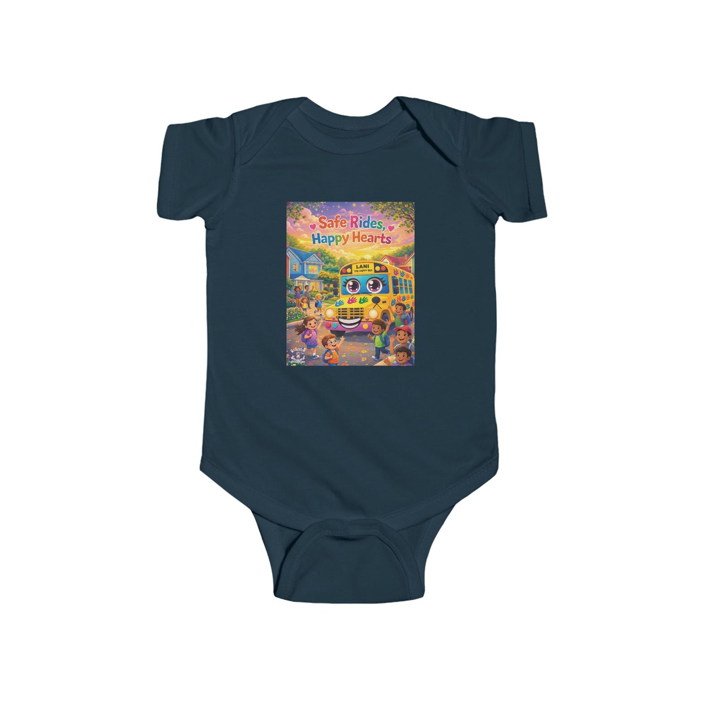 Lani™ Infant Fine Jersey Bodysuit – "Safe Rides, Happy Hearts" Graphic