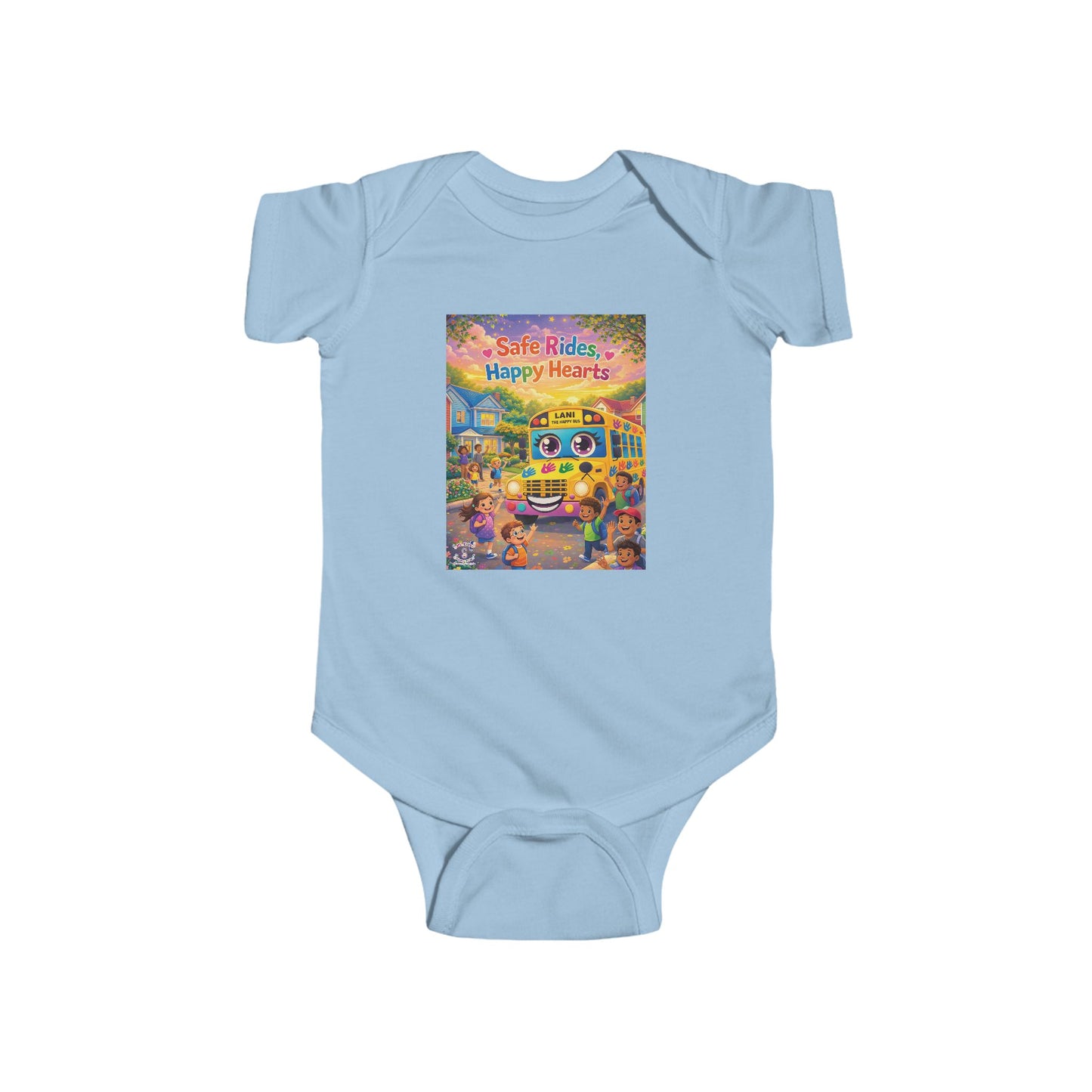 Lani™ Infant Fine Jersey Bodysuit – "Safe Rides, Happy Hearts" Graphic