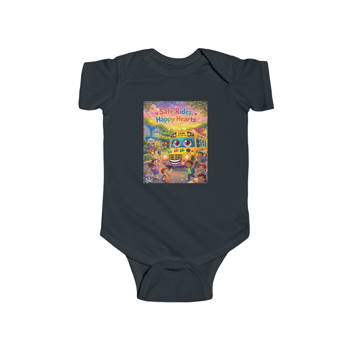 Lani™ Infant Fine Jersey Bodysuit – "Safe Rides, Happy Hearts" Graphic