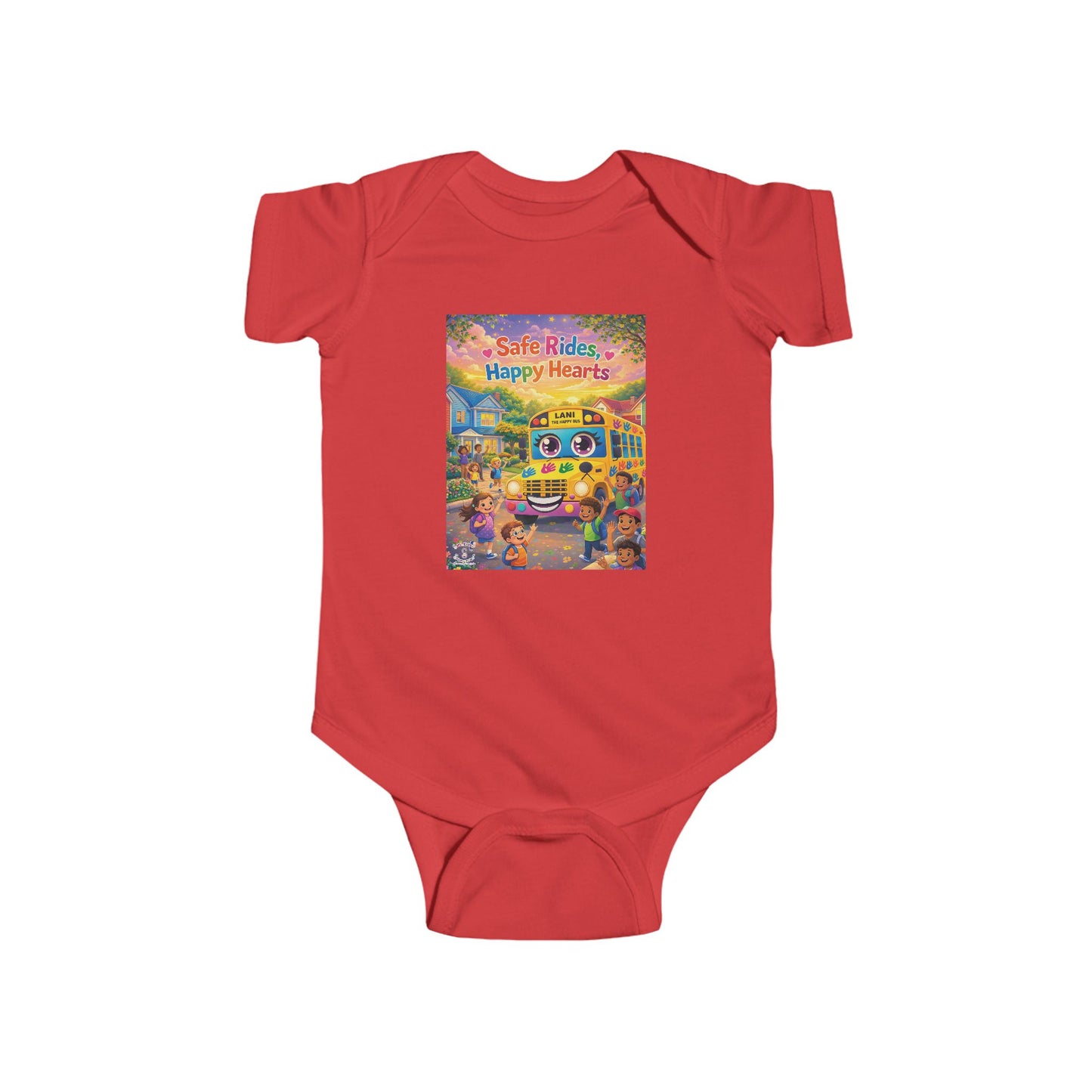 Lani™ Infant Fine Jersey Bodysuit – "Safe Rides, Happy Hearts" Graphic