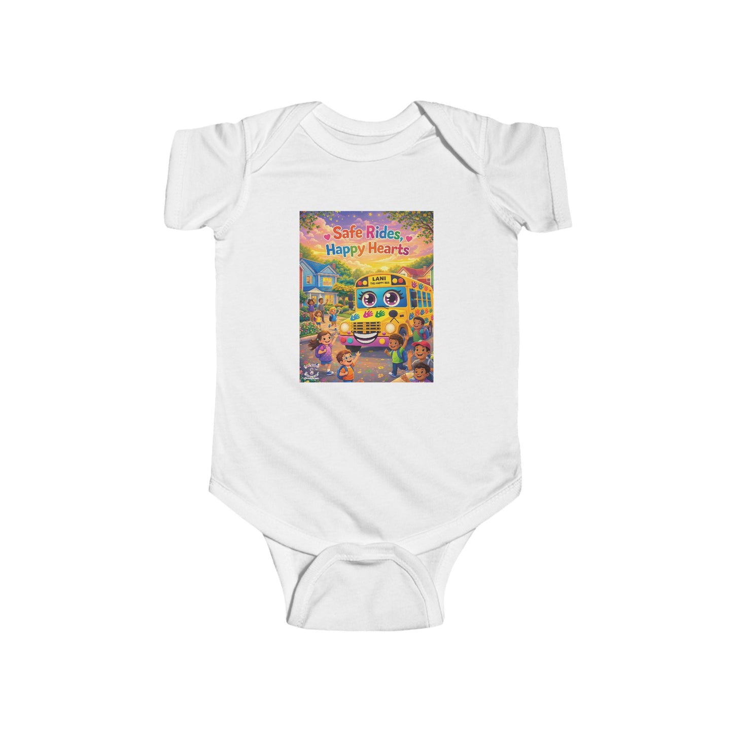 Lani™ Infant Fine Jersey Bodysuit – "Safe Rides, Happy Hearts" Graphic