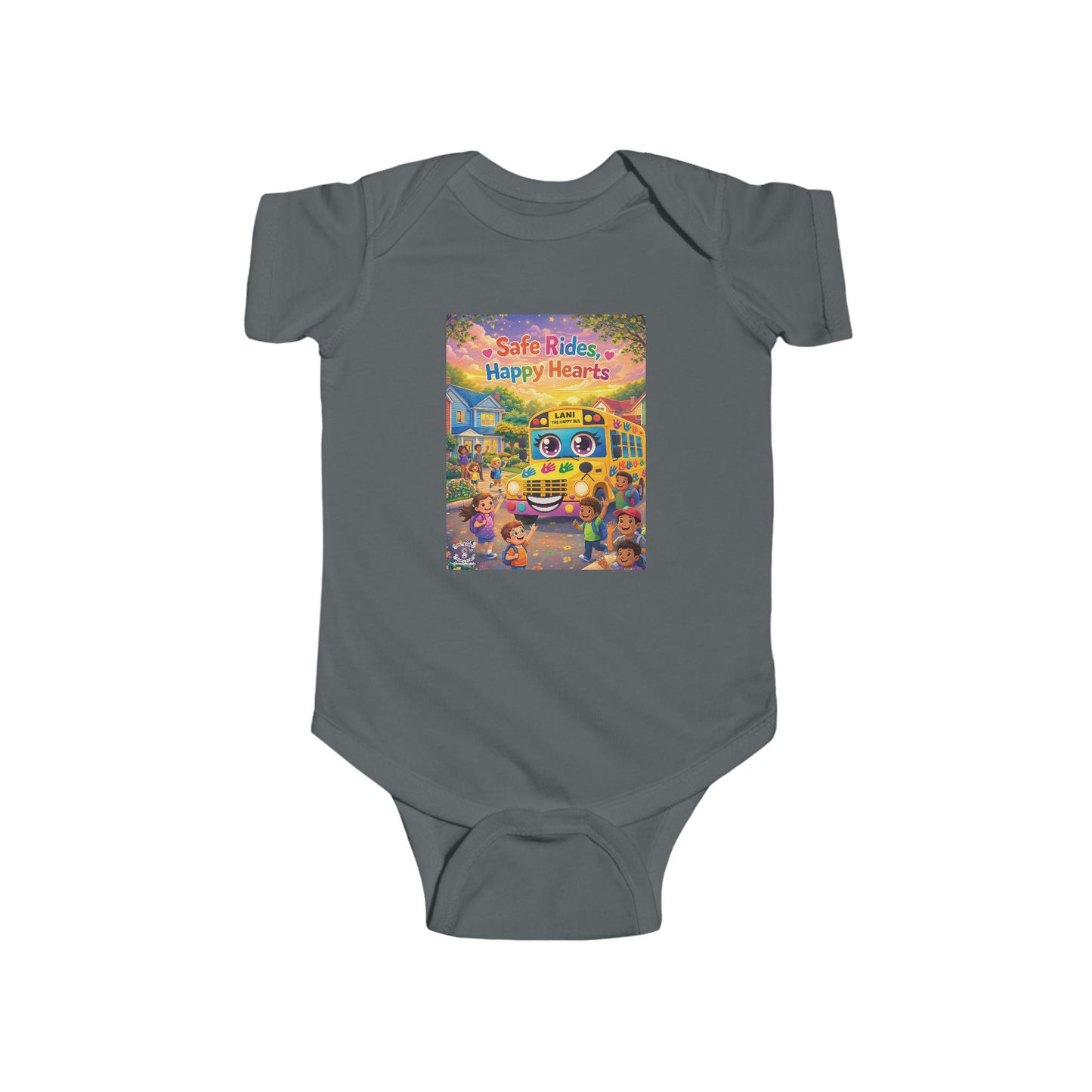Lani™ Infant Fine Jersey Bodysuit – "Safe Rides, Happy Hearts" Graphic