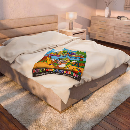 Potz™ Velveteen Plush Blanket – "My ADHD Means Always Dreaming, Highly Determined" Graphic Throw | Smile Universe Collection
