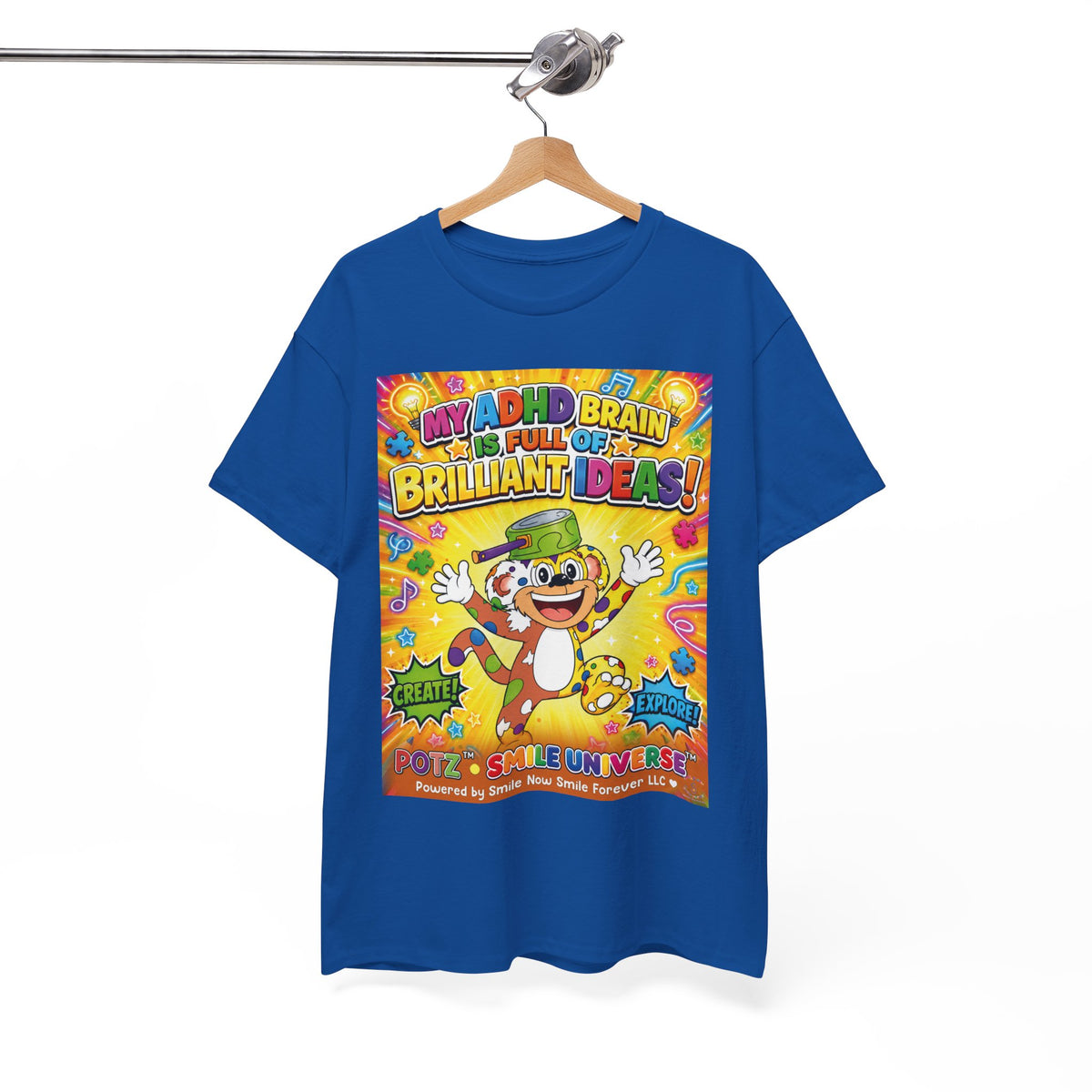 Potz™ Unisex Heavy Cotton™ Tee – "My ADHD Brain is Full of Brilliant Ideas!" Graphic Tee | Smile Universe Collection