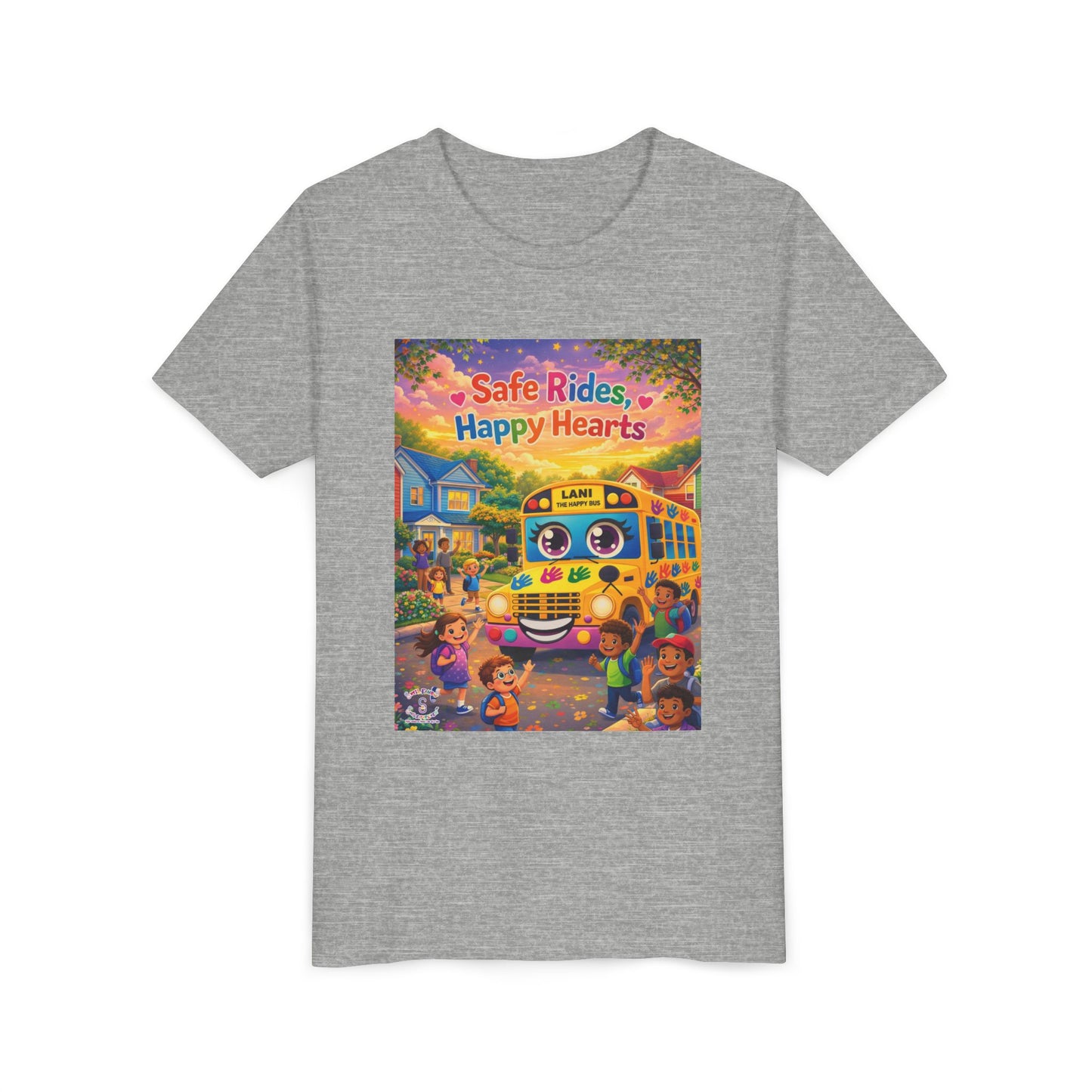 Lani™ Youth Short Sleeve Tee – "Safe Rides, Happy Hearts" Graphic