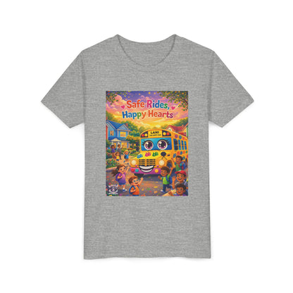 Lani™ Youth Short Sleeve Tee – "Safe Rides, Happy Hearts" Graphic