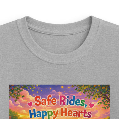 Lani™ Kids Softstyle Tee – "Safe Rides, Happy Hearts" Graphic