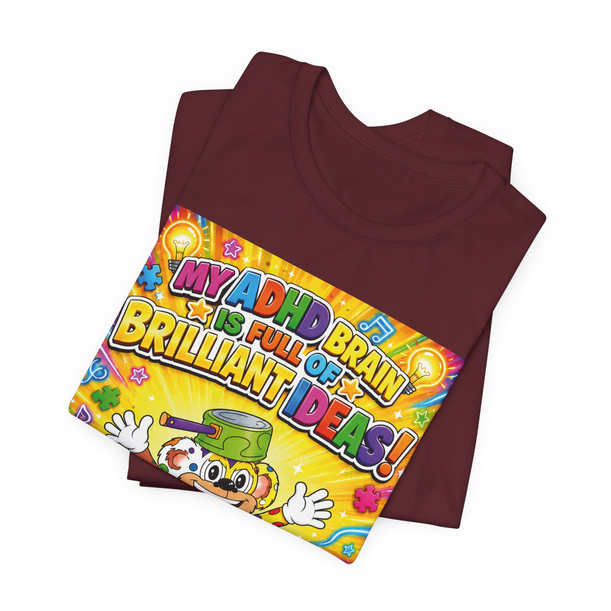 Potz™ Unisex Jersey Short Sleeve Tee – "My ADHD Brain is Full of Brilliant Ideas!" Graphic Tee | Smile Universe Collection