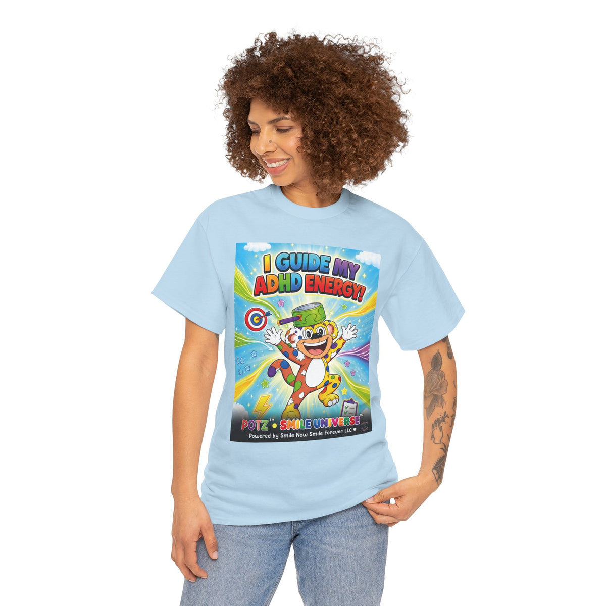 Potz™ Unisex Heavy Cotton™ Tee – "I Guide My ADHD Energy!" Graphic Tee | Smile Universe Collection