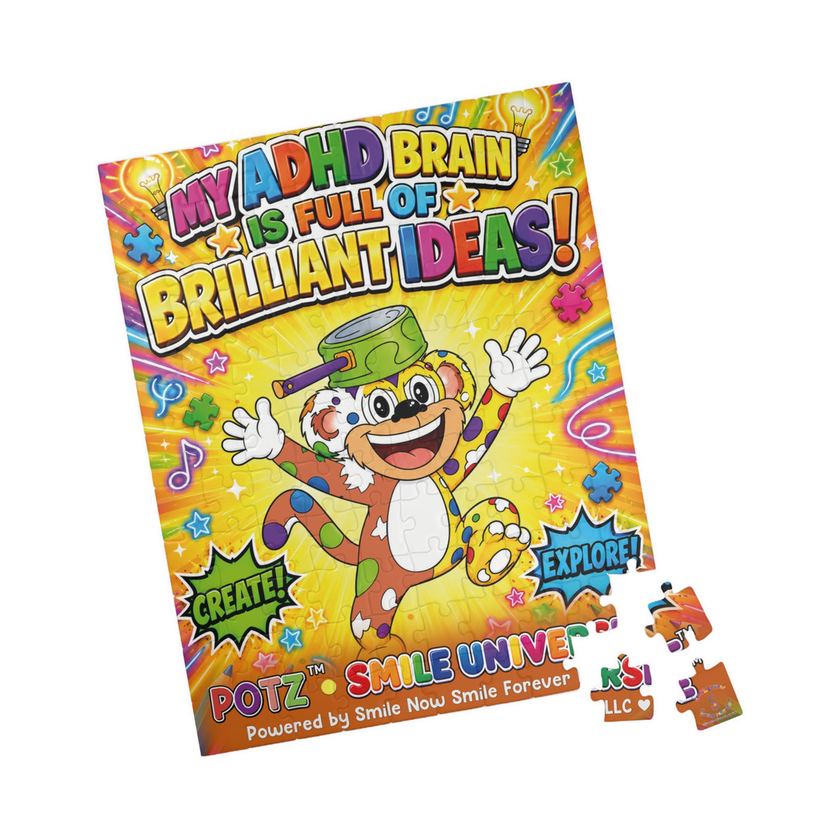 Potz™ Puzzle – "My ADHD Brain is Full of Brilliant Ideas!" Graphic Jigsaw Puzzle | Smile Universe Collection