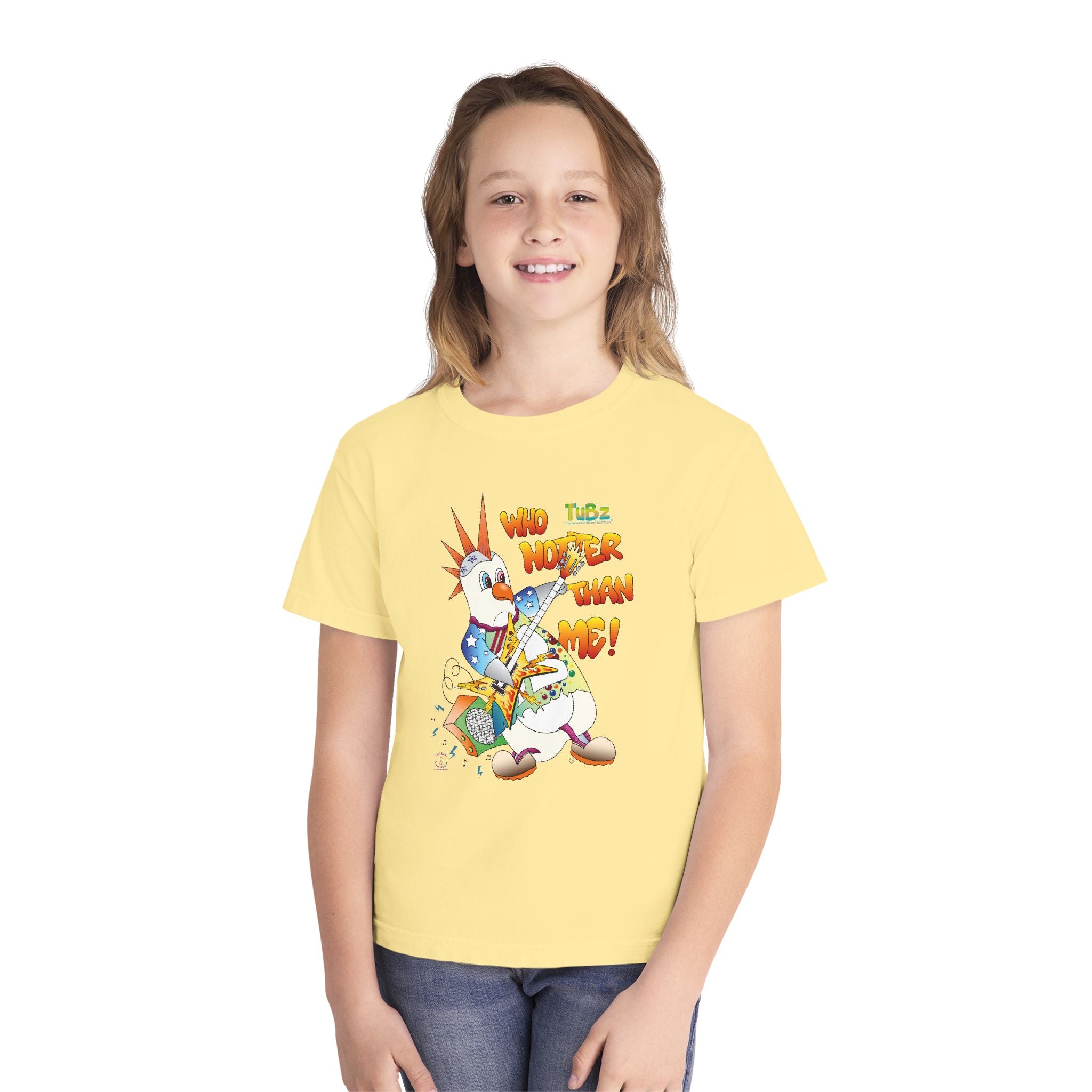 TuBz™ Rockstar Kids T-Shirt - "Who Hotter Than Me!" Graphic Tee | Smile Universe TuBz4Kidz Collection