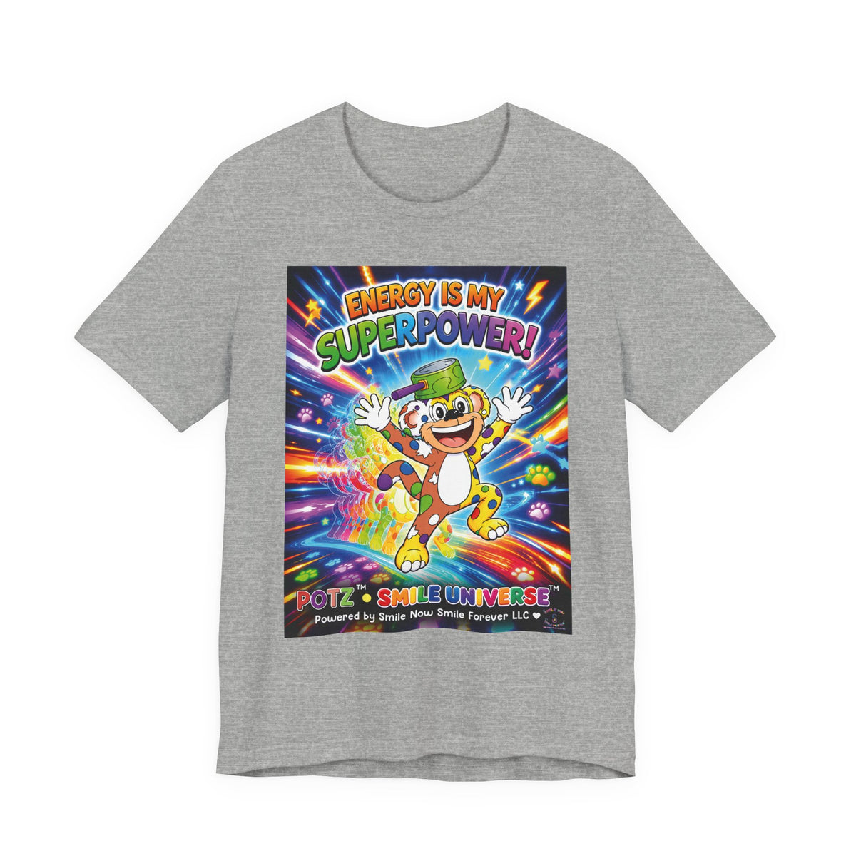Potz™ Unisex Jersey Short Sleeve Tee – "Energy is My Superpower!" Graphic Tee | Smile Universe Collection