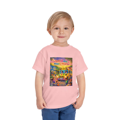 Lani™ Toddler Short Sleeve Tee – "Safe Rides, Happy Hearts" Graphic