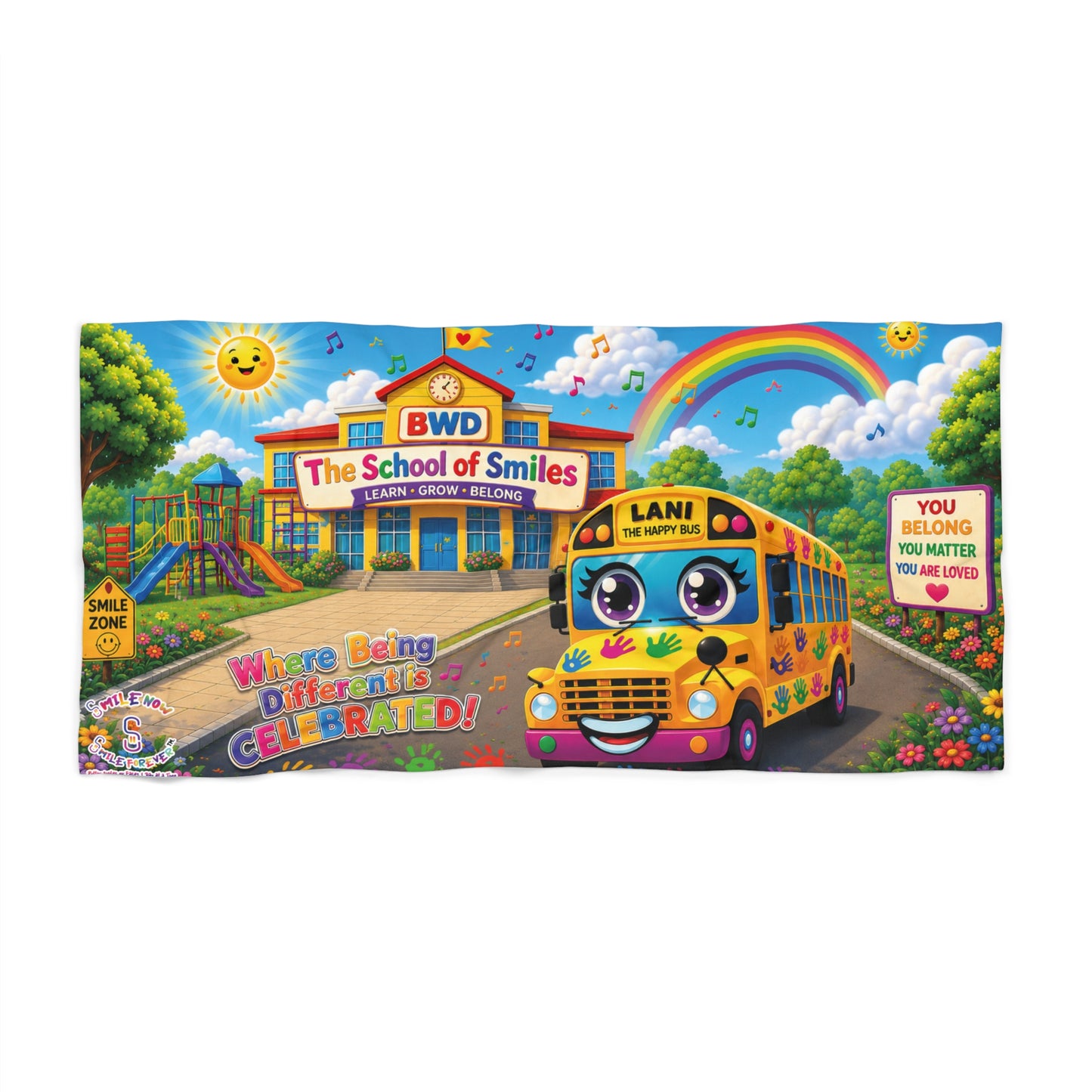 Lani™ Beach Towel – "Where Being Different is CELEBRATED!" Graphic