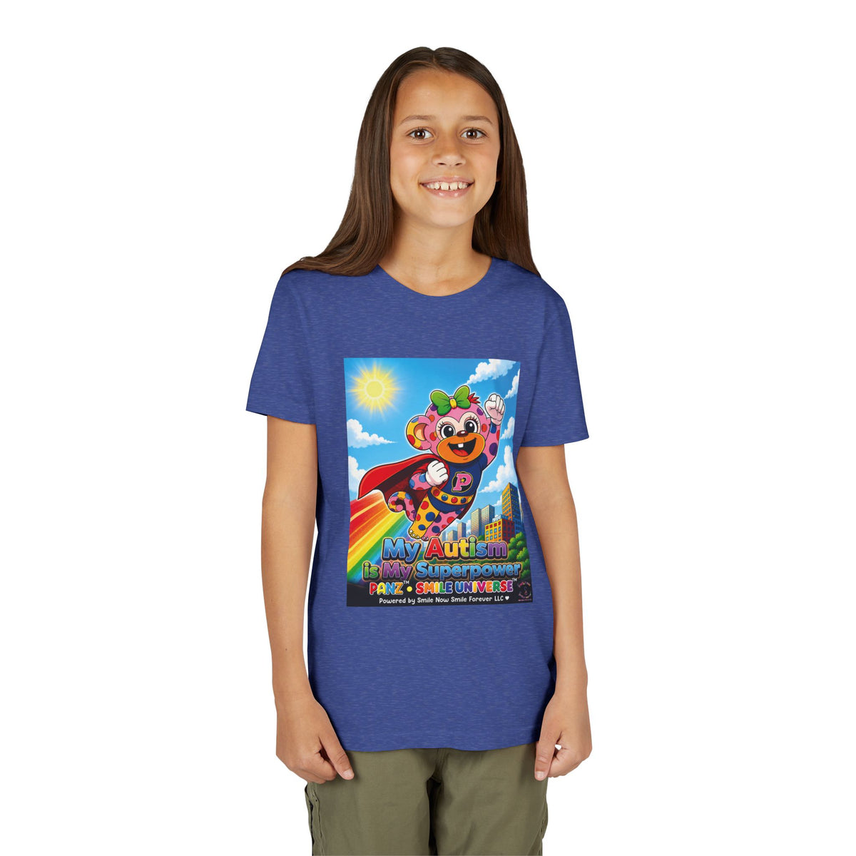 Panz™ Youth Short Sleeve Tee – "My Autism is My Superpower" Graphic | Smile Universe Collection