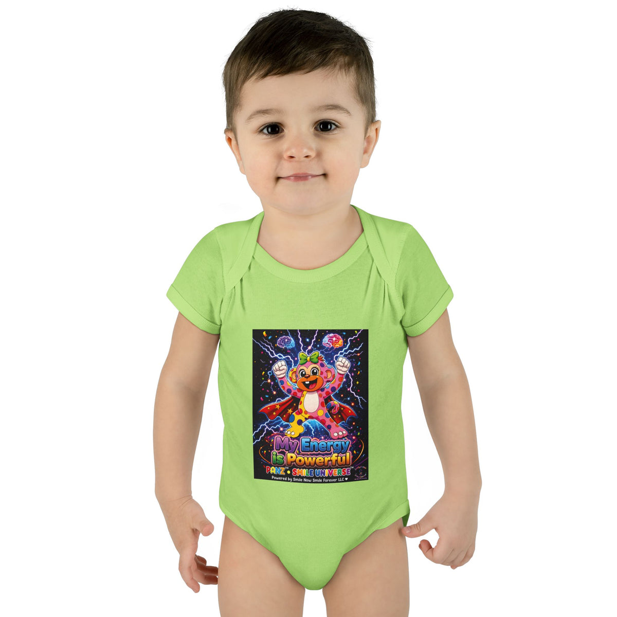 Panz™ Infant Baby Rib Bodysuit – "My Energy is Powerful" Graphic Onesie | Smile Universe Collection