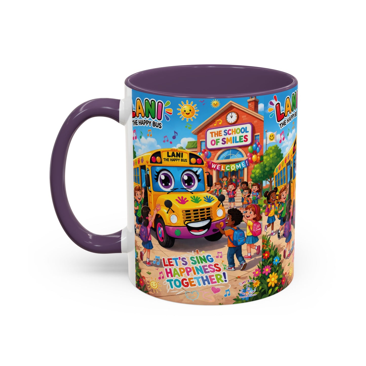 Lani™ Accent Coffee Mug (11oz & 15oz) – "Let's Sing Happiness Together!" Graphic