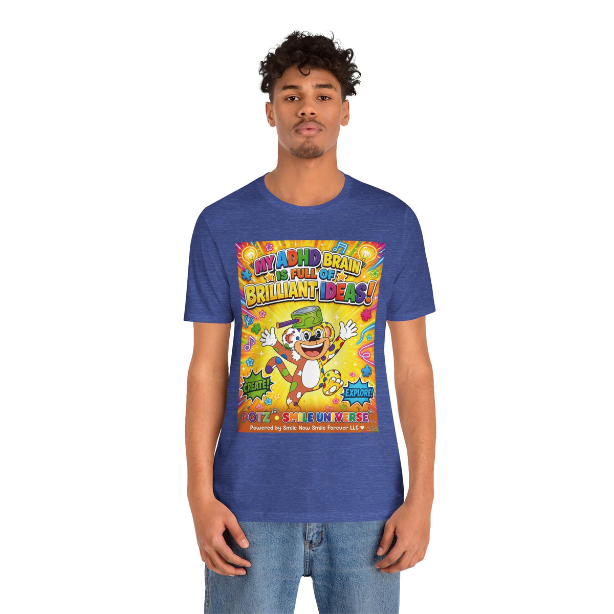Potz™ Unisex Jersey Short Sleeve Tee – "My ADHD Brain is Full of Brilliant Ideas!" Graphic Tee | Smile Universe Collection