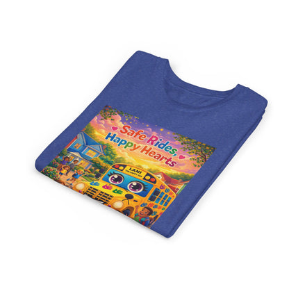 Lani™ Youth Short Sleeve Tee – "Safe Rides, Happy Hearts" Graphic