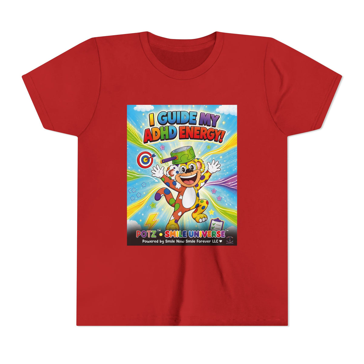 Potz™ Youth Short Sleeve Tee – "I Guide My ADHD Energy!" Graphic Tee | Smile Universe Collection