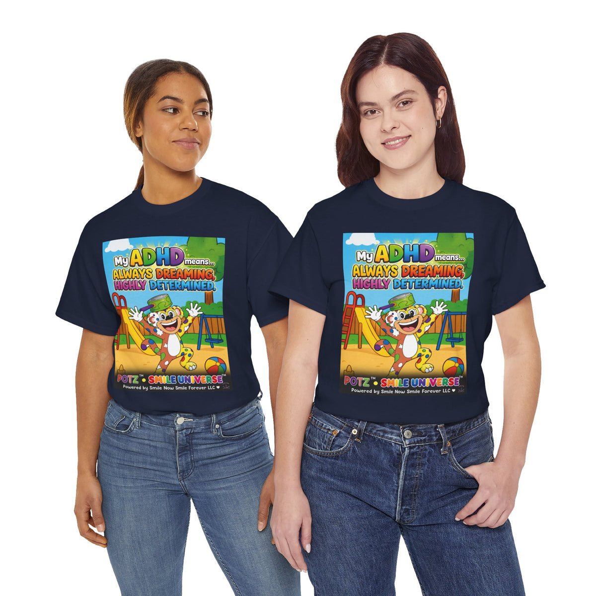 Potz™ Unisex Heavy Cotton™ Tee – "My ADHD Means Always Dreaming, Highly Determined" Graphic Tee | Smile Universe Collection