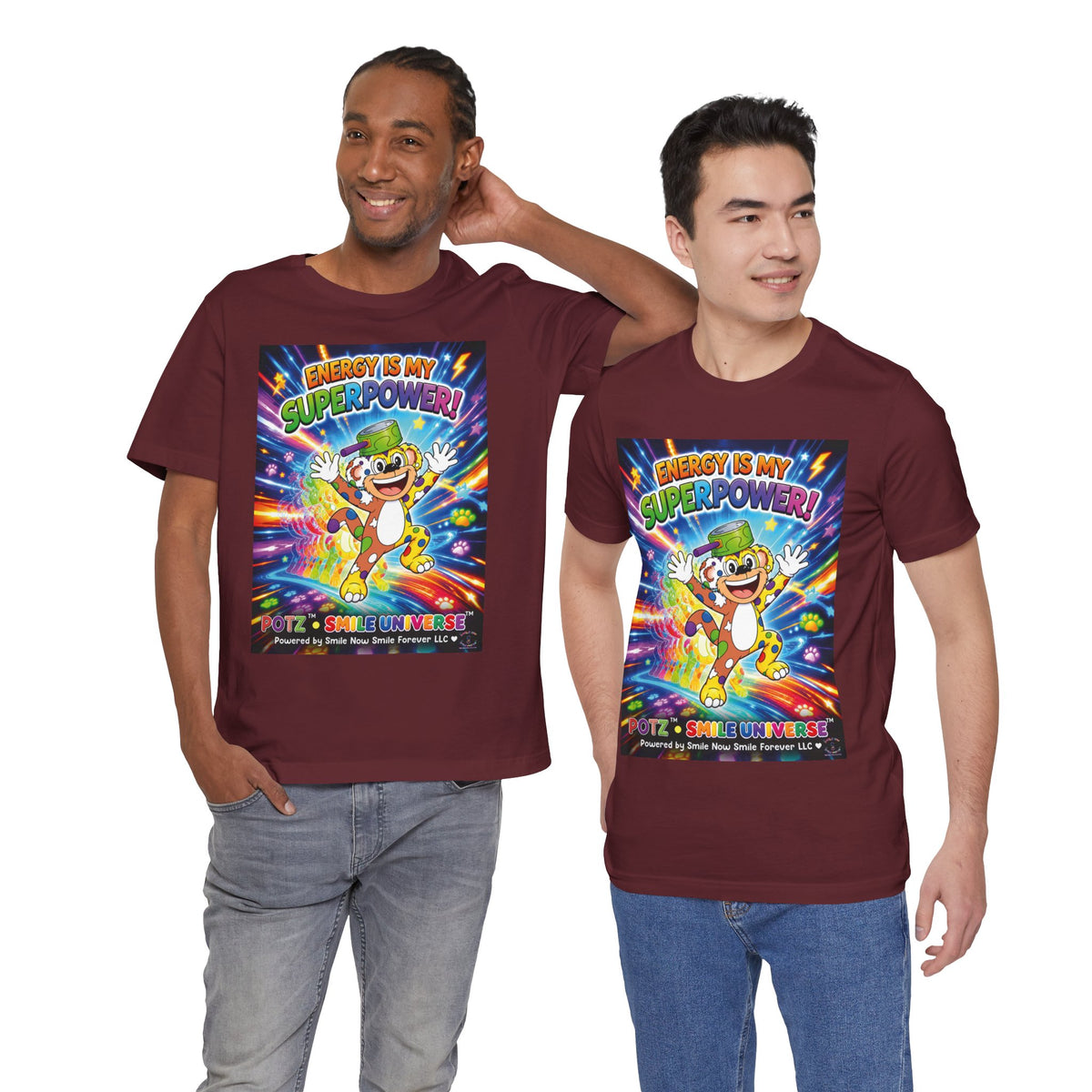 Potz™ Unisex Jersey Short Sleeve Tee – "Energy is My Superpower!" Graphic Tee | Smile Universe Collection