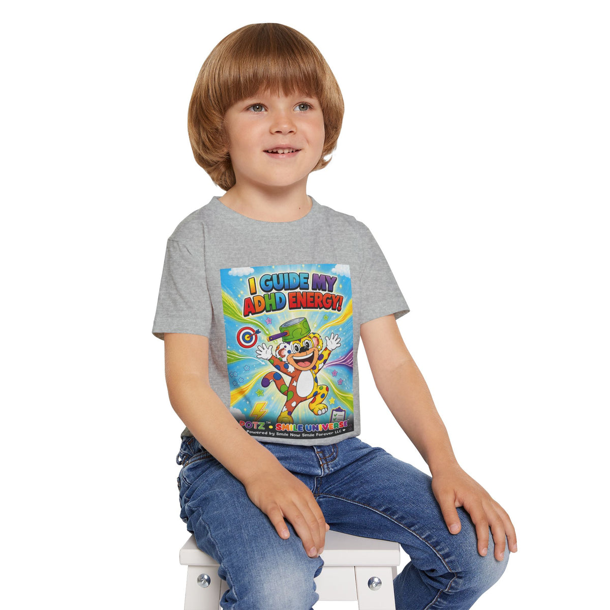 Potz™ Heavy Cotton™ Toddler T-Shirt – "I Guide My ADHD Energy!" Graphic Tee | Smile Universe Collection