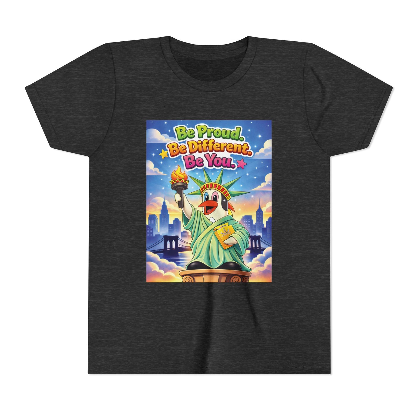 TuBz™M "Be Proud. Be Different. Be You." Kids T-Shirt - Inspirational Graphic Tee