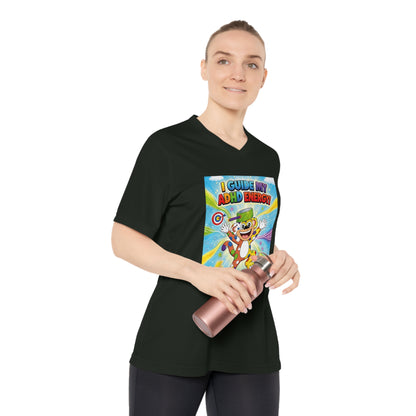 Potz™ Women's Performance V-Neck T-Shirt – "I Guide My ADHD Energy!" Graphic Tee | Smile Universe Collection