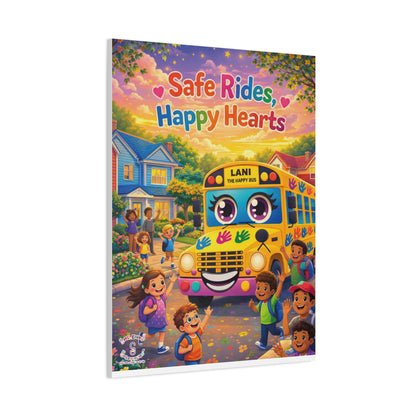 Lani™ Matte Canvas, Stretched 1.25" – "Safe Rides, Happy Hearts" Graphic Wall Art