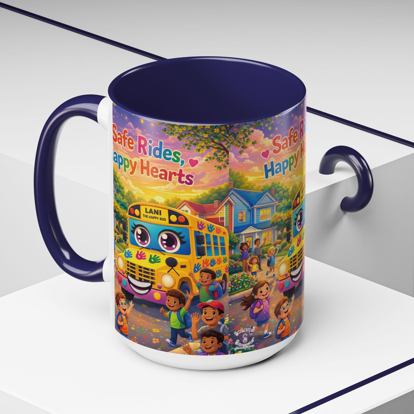 Lani™ Accent Coffee Mug (11oz & 15oz) – "Safe Rides, Happy Hearts" Graphic