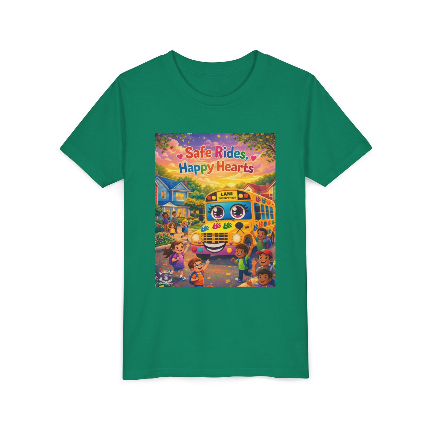 Lani™ Youth Short Sleeve Tee – "Safe Rides, Happy Hearts" Graphic