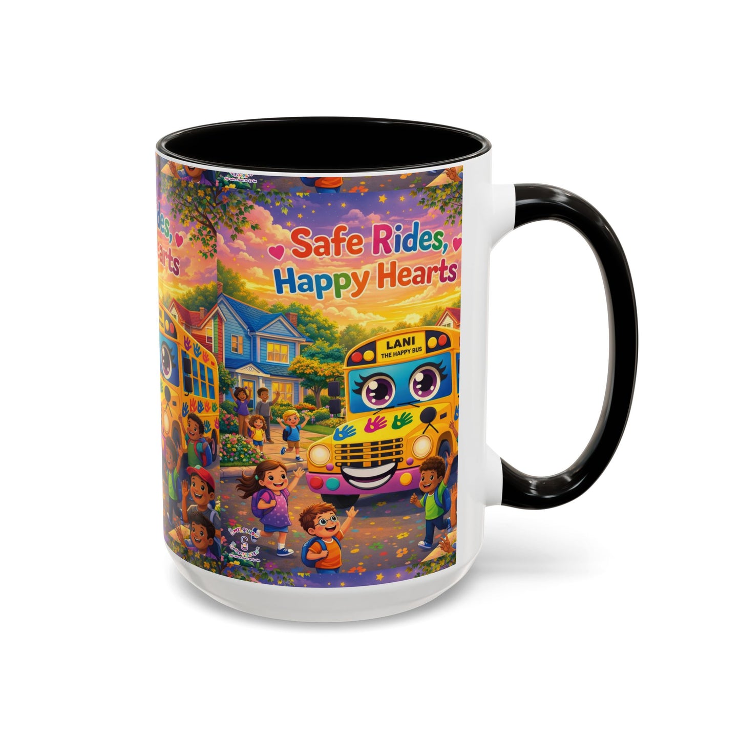 Lani™ Colorful Mug (11oz & 15oz) – "Safe Rides, Happy Hearts" Graphic