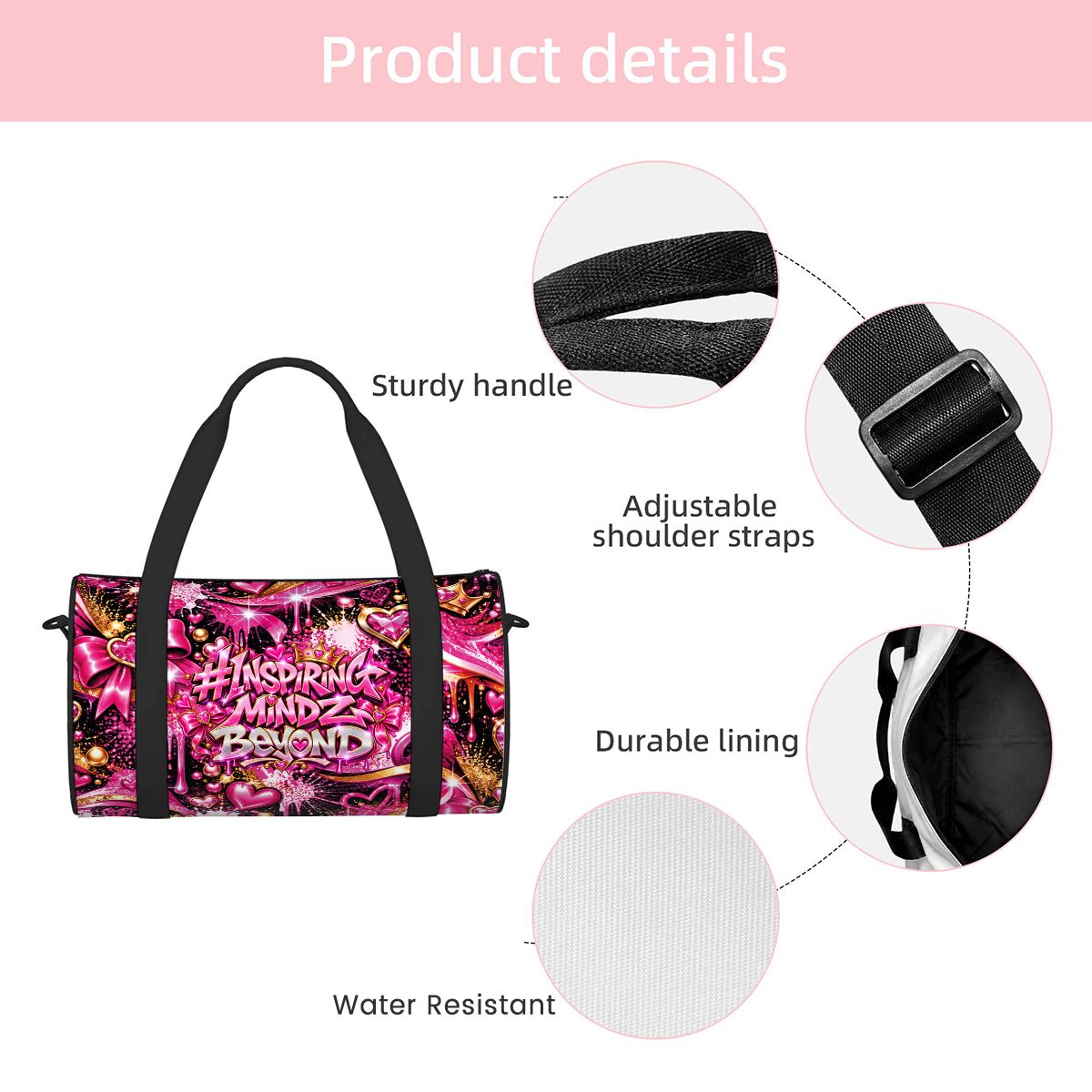 BWD “Inspiring Mindz Beyond™” AOP Mini Duffle Bag