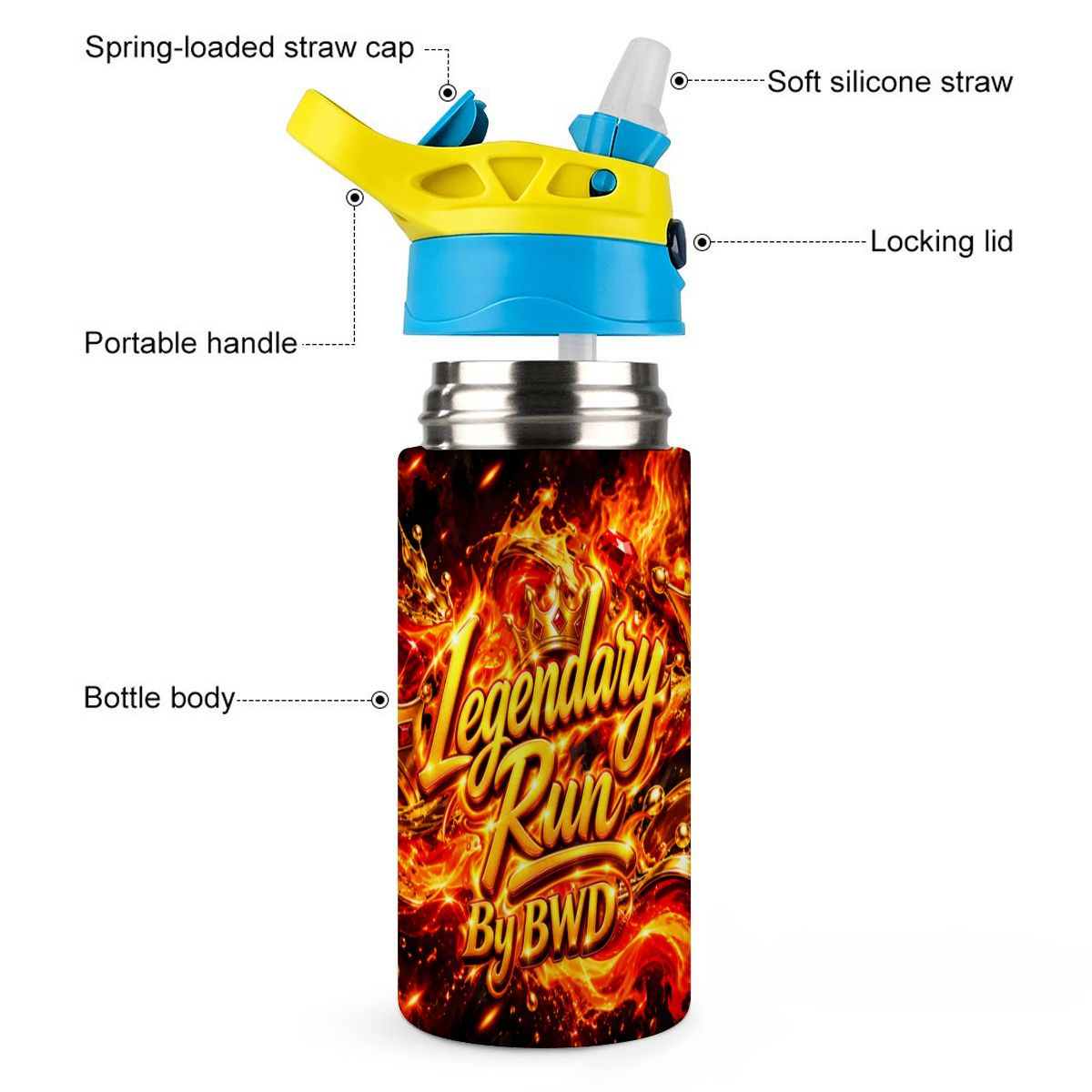 Legendary Run Water Bottle - Fire & Gold Edition