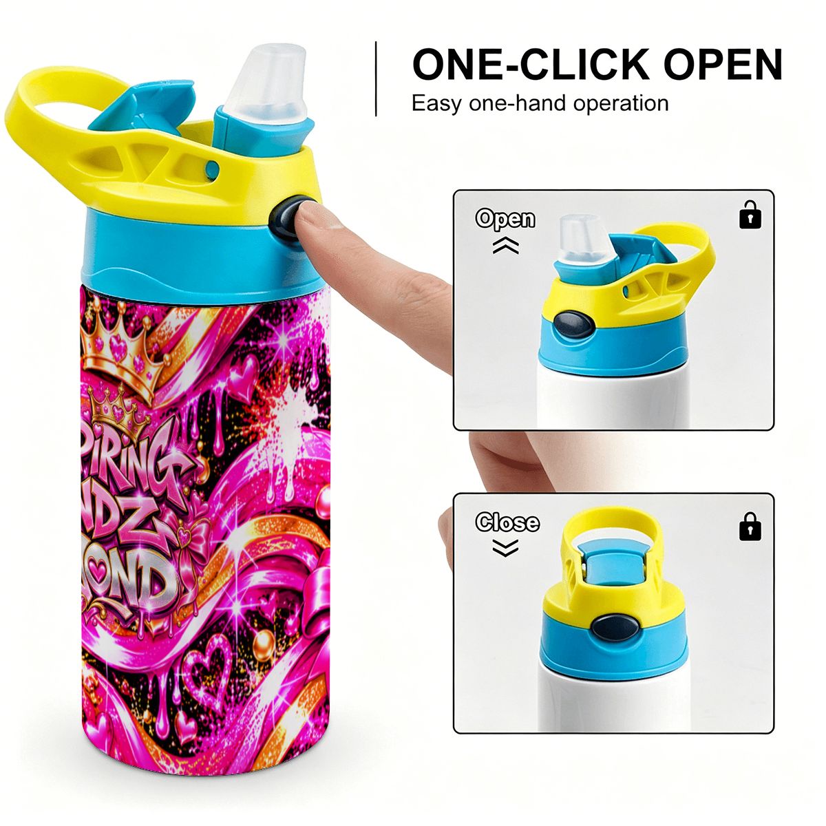 BWD Pink Water Bottle – Inspiring Mindz Beyond Hearts & Crowns Graphic Bottle