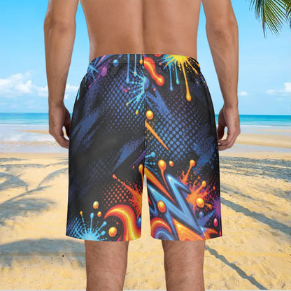 Men’s Beach Shorts AOP – Inspiring Mindz Beyond Psychedelic Graffiti Swim Trunks
