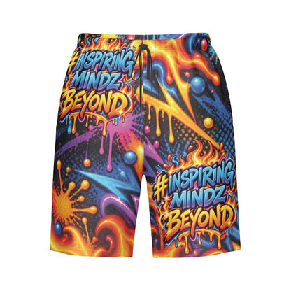 Men’s Beach Shorts AOP – Inspiring Mindz Beyond Psychedelic Graffiti Swim Trunks